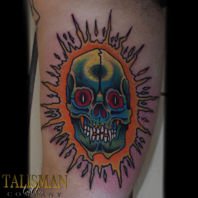 Radioactive Skull Tattoo